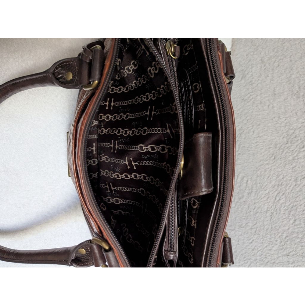 Women's Tignanello Brown Croc Embossed Satchel One Size Handbag Purse - Picture 11 of 16
